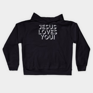 Jesus Loves You - Retro Typography Design Kids Hoodie